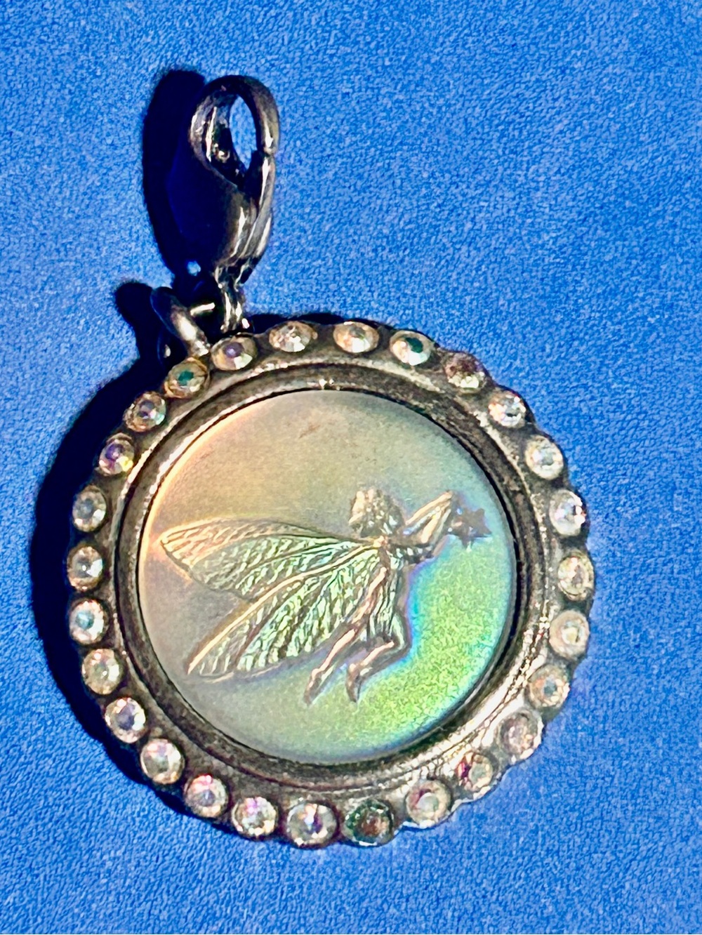 Kirks Folly Vintage Fairy Pendant with Iridescent Green and Blue Hues